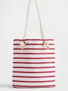NWT Gap Red & White Stripe Nylon Bucket Bag